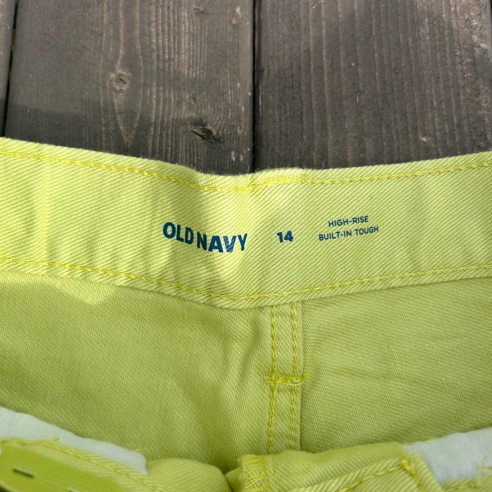 Old Navy Denim Frayed Hem Shorts Girls 14 Yellow Green Built‎ in Tough High Rise